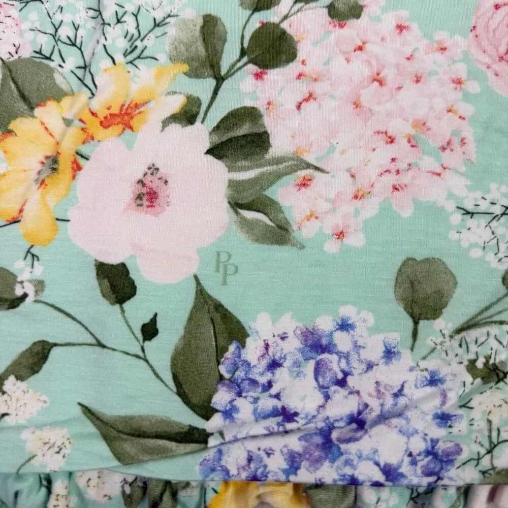 Posh Peanut Infant Hooded Bath Towel Green Floral
